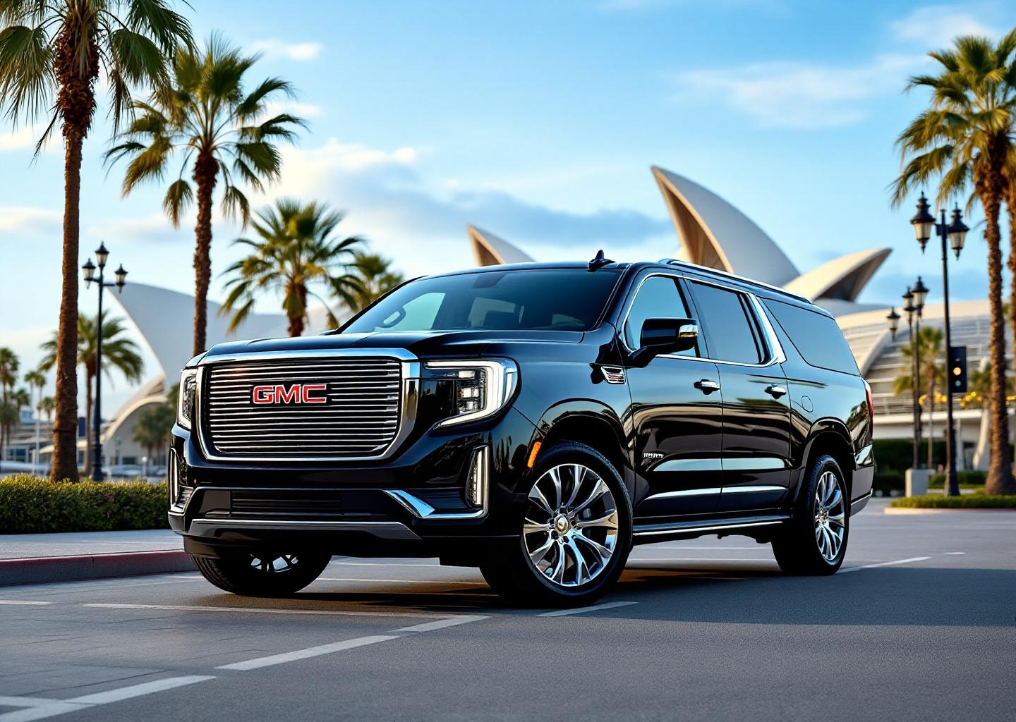 2024 black GMC Yukon XL Denali in San Diego Gaslamp Quarter