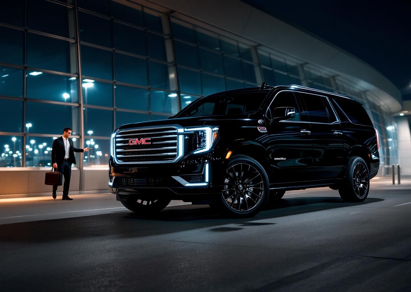2024 Cadillac Escalade at airport with chauffeur